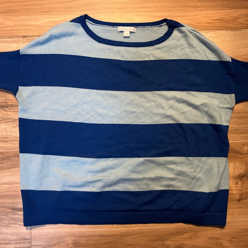 New York & Company Royal and Light Blue Crew Neck Sweater